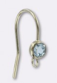 Gold filled 14 k crochet d'oreille pierre blue topaz x1