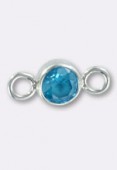 Argent 925 intercalaire bezel aqua blue strass 4 mm x1