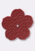 Fleur en cuir 25mm red x1
