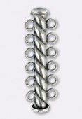 Argent 925 oxydé fermoir tube twist 6 rangs 36x4,3 mm x 1