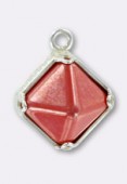 Pendentif Bead Stud 12 mm coral argent x1