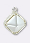 Pendentif Bead Stud 12 mm white argent x1