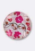 Cabochon en verre fleurs roses 25 mm x1