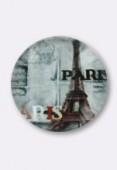 Cabochon en verre tour Eiffel 14 mm x2