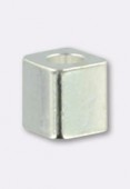 Perle en métal cube 3 mm argent vieilli x8