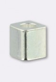 Perle en métal cube 3 mm argent vieilli x8