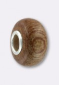 Perle façon pandora panto wood/925 14.5x8.5 mm x1