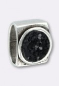 Passant en métal argent pour cuir 10x6 mm caviar paillettes noir x1