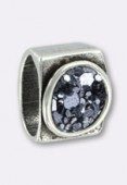 Passant en métal argent pour cuir 10x6 mm caviar paillettes ameth x1