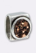Passant en métal argent pour cuir 10x6 mm caviar paillettes bronze x1