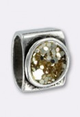 Passant en métal argent pour cuir 10x6 mm caviar paillettes lt topaz x1