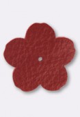 Fleur en cuir 30mm red x1