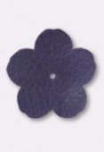 Fleur en cuir 30mm purple x1