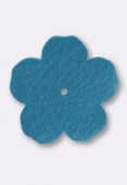 Fleur en cuir 30mm turquoise x1