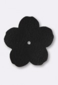 Fleur en cuir 30mm black x1
