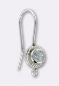 Argent 925 crochet d'oreille godron strass crystal x1