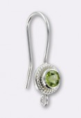 Argent 925 crochet d'oreille godron pierre péridot x1