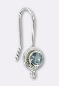 Argent 925 crochet d'oreille godron pierre sky blue topaz x1