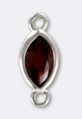 Argent 925 intercalaire marquise ruby strass 10.x4 mm x1