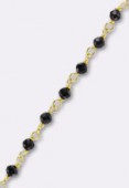 Hématite noire chaîne rosaire / argent 925 doré x10cm
