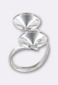 Argent 925 bague double réglable support à coller 12 mm x1