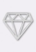 Estampe pendentif diamant 2 trous 20x18 mm argent x1