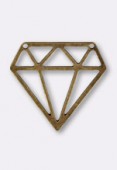 Estampe pendentif diamant 2 trous 20x18 mm bronze x1