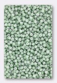 Rocaille 2 mm green stripes / white x20g