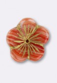 Fleur filés or 20 mm corail rose x1