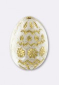 Oeuf motifs dorés 20x14 mm white x1