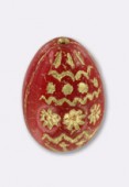 Oeuf motifs dorés 20x14 mm red x1