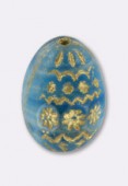 Oeuf motifs dorés 20x14 mm blue x1