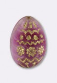 Oeuf motifs dorés 20x14 mm antic pink x1