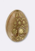 Oeuf motifs dorés 20x14 mm beige x1