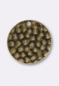 Estampe sequin martelé 18 mm bronze x2