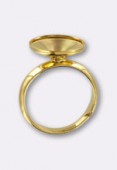 Argent 925 doré 24K bague réglable support à coller 12 mm x1