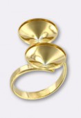 Argent 925 doré 24K bague double réglable support à coller 12 mm x1