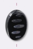 Palet ovale strié 26x15 mm noir hématite x1