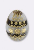 Oeuf motifs dorés 20x14 mm light grey-black x1