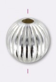 Argent 925 perle ronde ondulée 4 mm x6