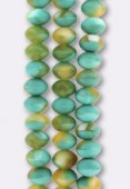 Ronde aplatie 6x9 mm mix green turquoise matte x4