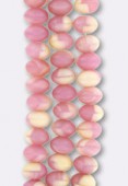 Ronde aplatie 6x9 mm mix pink beige matte x4