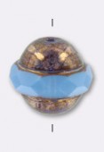 Perle Saturne 10x11 mm blue antique bronze x1