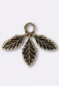 Estampe pendentif 3 feuilles 20x15 mm bronze x1