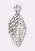 Estampe breloque feuille 17x7 mm argent x1