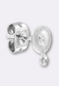 Clou d'oreille support à coller 6 mm argent x2