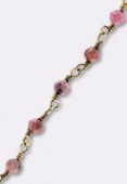 Calcédoine teintée rose chaîne rosaire / argent 925 doré x10cm