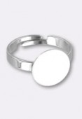 Bague réglable support à coller 14 mm argent x1