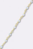 Calcedoine aqua chaîne rosaire / argent 925 doré x10cm