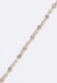 Rhodochrosite chaîne rosaire / argent 925 doré x10cm